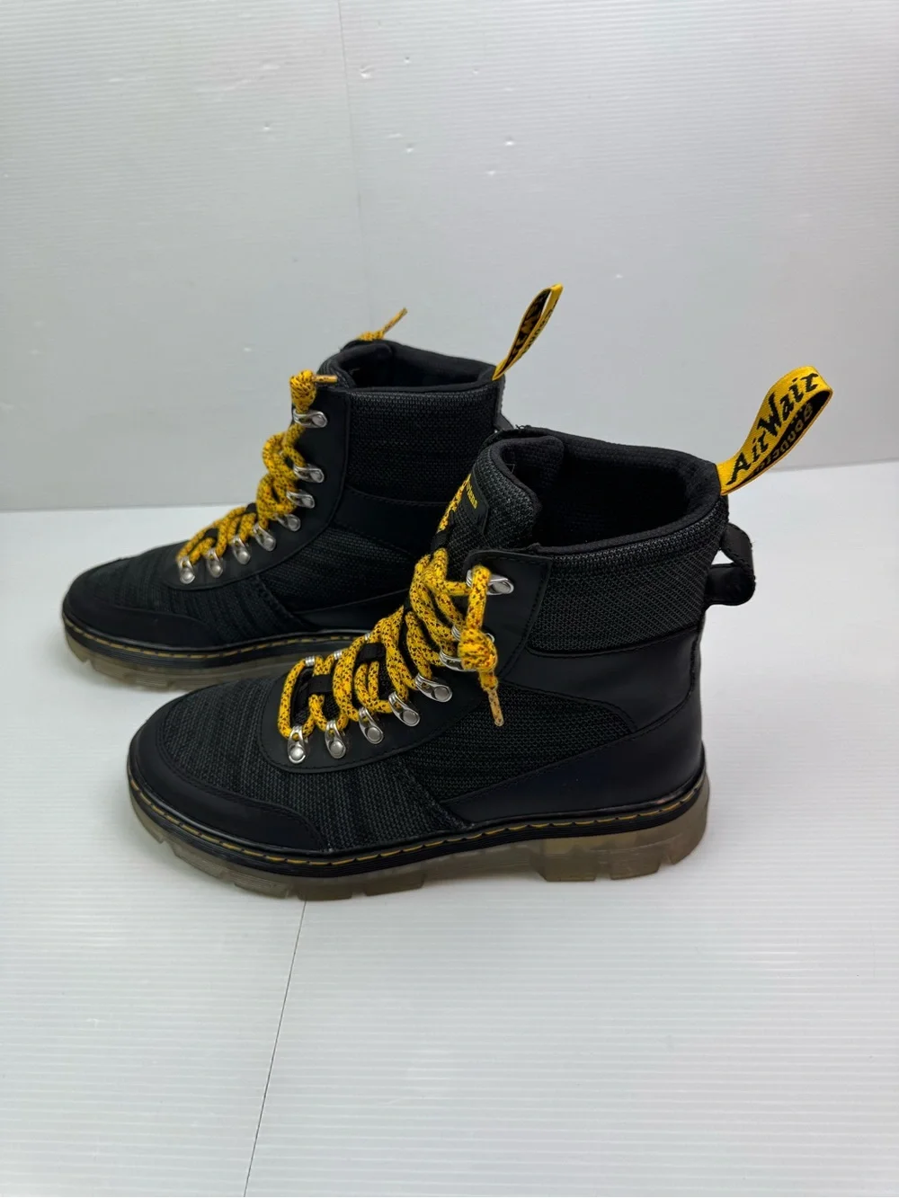 Dr Martens Combs Tech Canvas Boots Unisex US M 10 L 11 Black Combat Chunky Lace